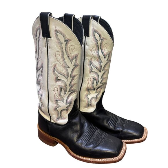 Justin Western Boots Black & White Size 7 - Picture 2 of 6